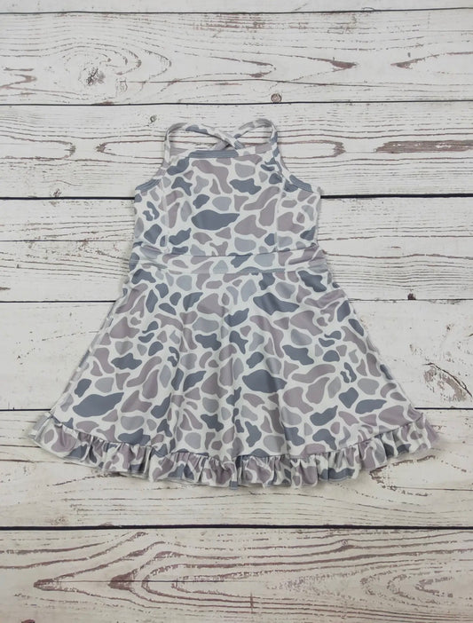 Mini Neutral Camo Ruffle Dress