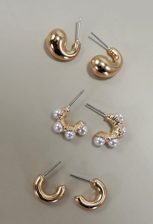 Trio Gold Hoop Earrings